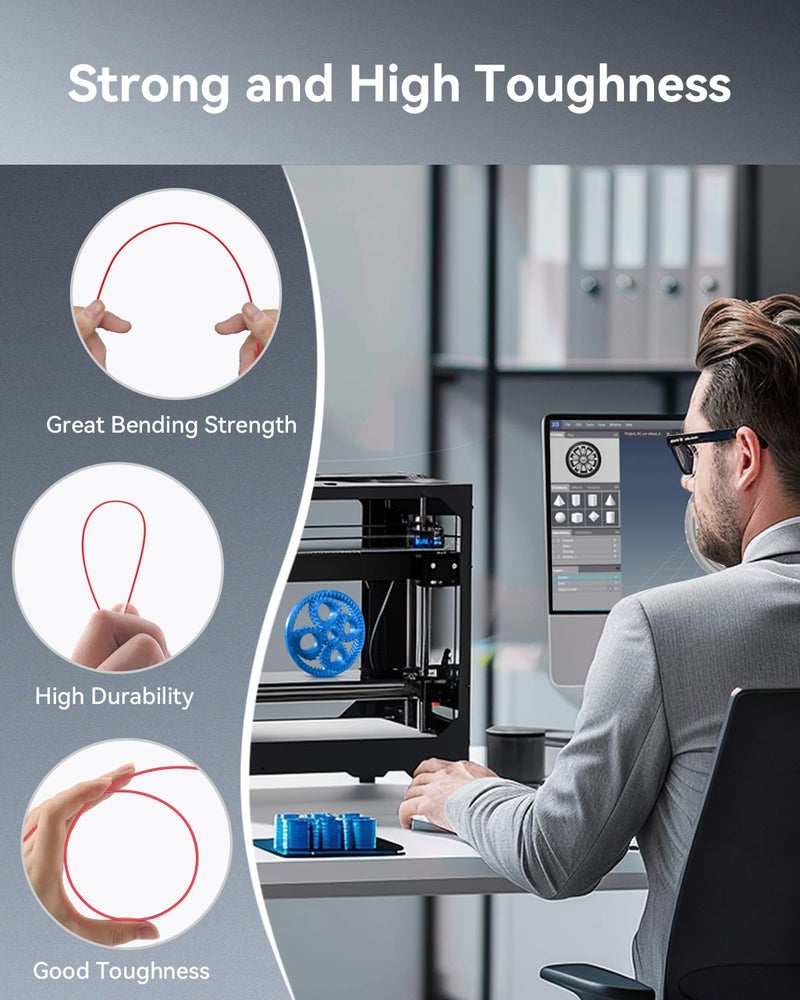 SUNLU PETG Filament 1.75mm 4KG Bundle, Less Stringing and Good Layer Adhesion, Individually Vacuum Packed, 3D Printer Filament 4kg, 1kg per Spool, Pack of 4, 4 Colors, 4 petg Black - Image 3