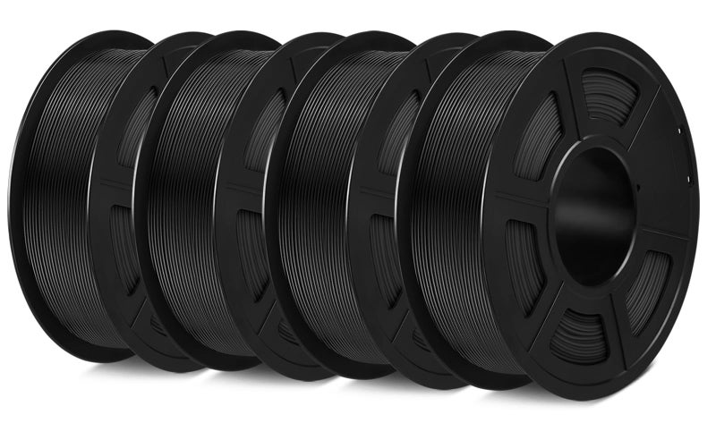 SUNLU PETG Filament 1.75mm 4KG Bundle, Less Stringing and Good Layer Adhesion, Individually Vacuum Packed, 3D Printer Filament 4kg, 1kg per Spool, Pack of 4, 4 Colors, 4 petg Black - Image 1