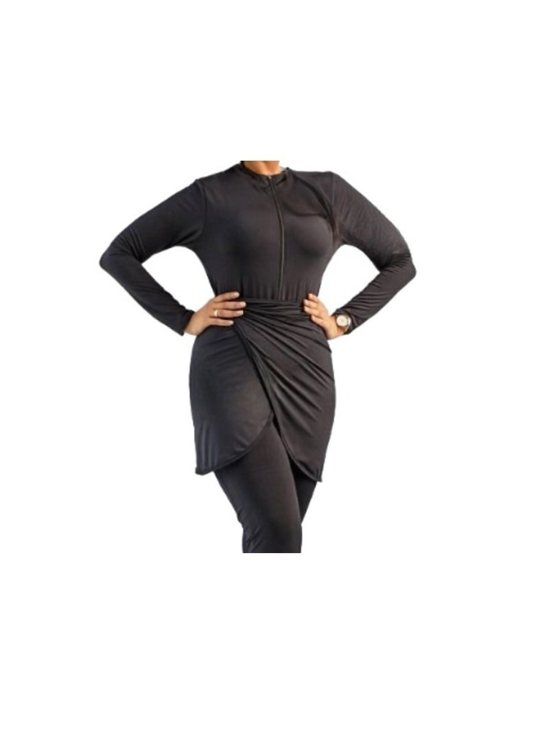 Ladies' Modest Swimsuit Burkini - 3 Pieces - Black - Image 2