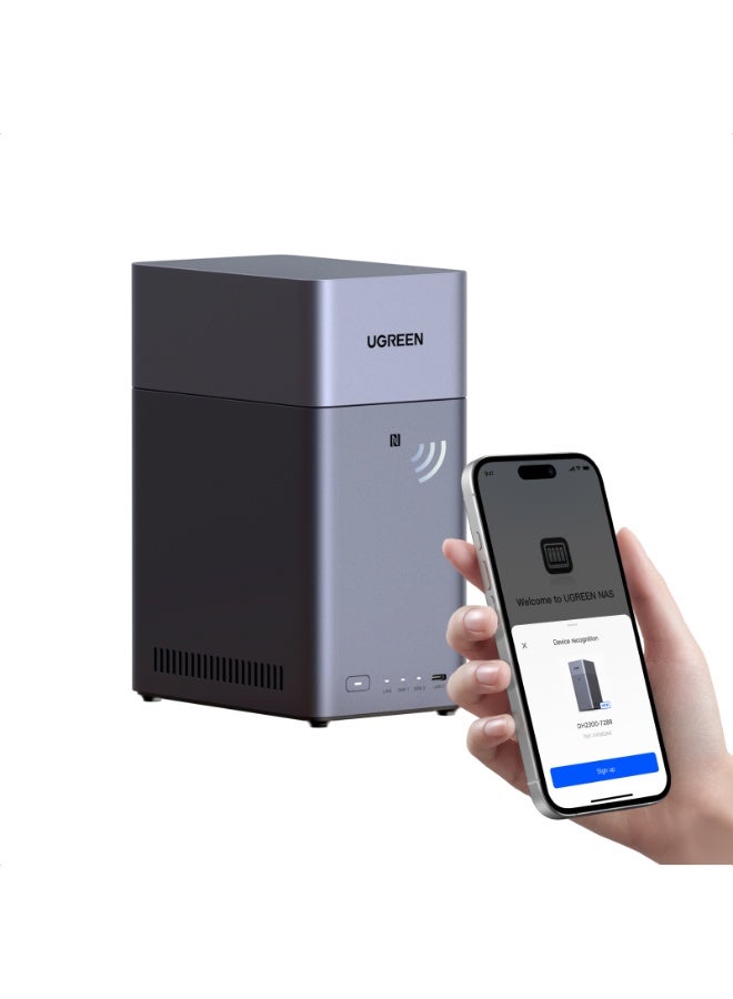UGREEN NAS Storage DH2300 2-Bay Private Cloud Storage for Home & Office, Auto Backup System for Phone & Laptop, Personal Cloud Home Server, Private Cinema, with 4K HDMI & 60TB Support （No hard drive） grey - Image 1