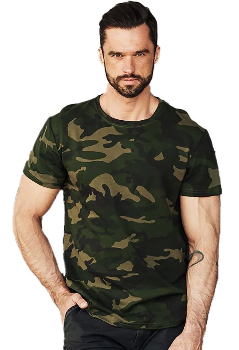 LEOTUDE Men's Regular Fit Round Neck Cottonblend T-Shirt (99 Olive||CAMO_P_Olive_3XL) - Image 1