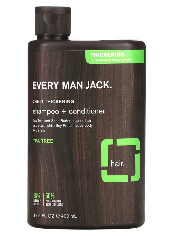 Every Man Jack 2-In-1 Thickening Shampoo & Conditioner For Normal to Thinning Hair Tea Tree 13.5 fl oz (400 ml) 