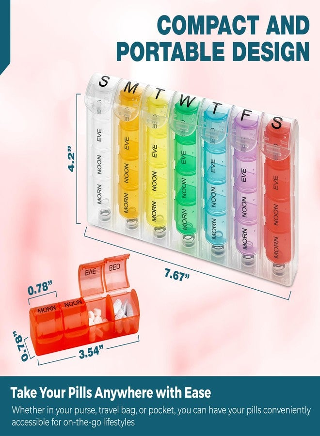 MEDca Weekly Pill Organizer - (Pack of 2) Pill Planners for Pills & Vitamins Each Day Week, Four Times-a-Day Medication Reminder, Easy to Read AM/PM Compartments Monday to Sunday for Travel & Purse - Image 4