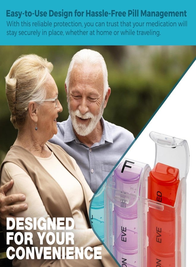 MEDca Weekly Pill Organizer - (Pack of 2) Pill Planners for Pills & Vitamins Each Day Week, Four Times-a-Day Medication Reminder, Easy to Read AM/PM Compartments Monday to Sunday for Travel & Purse - Image 3