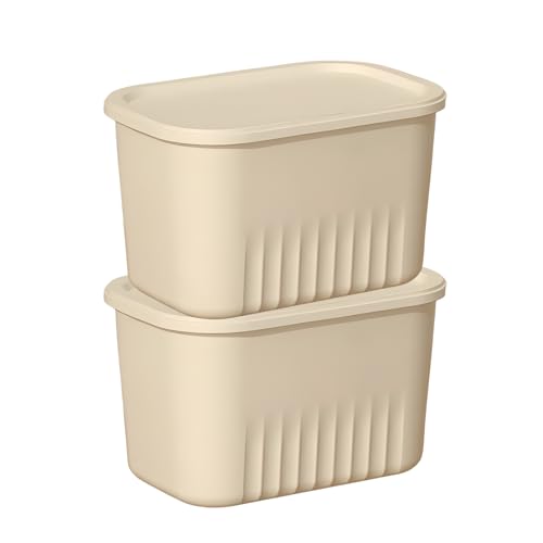 HoopVool® Multi Purpose Plastic Storage Bins Stackable Organizer Boxes with Lids, Stackable Crates for Home & Kitchen, items like books, clothes, snacks, toys. (Pack of 2, Medium - 24 X 16 X 14.5 CM) - Image 1