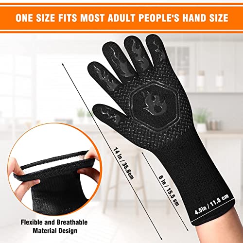 redriver HAMITOR BBQ Grill Gloves Heat Resistant: 1472℉ High Temp Resistance Fireproof Glove for Grilling Smoking Barbecue - Washable Long Oven Mitts Extreme Hot Proof Mitts for Kitchen Cooking Baking - Image 5