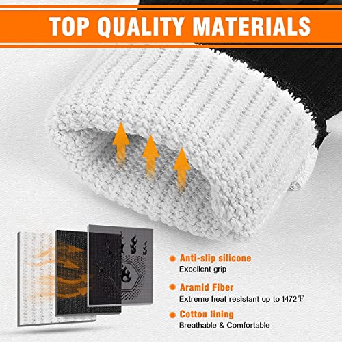 redriver HAMITOR BBQ Grill Gloves Heat Resistant: 1472℉ High Temp Resistance Fireproof Glove for Grilling Smoking Barbecue - Washable Long Oven Mitts Extreme Hot Proof Mitts for Kitchen Cooking Baking - Image 4