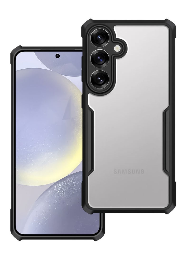 إكسوند غطاء حماية متوافق مع for Samsung Galaxy S26 FE، بتصميم حماية مرتفع للكاميرا، هيكل هجين من TPU وPC، غطاء خلفي أسود شفاف نحيف ومضاد للاصفرار - Image 1