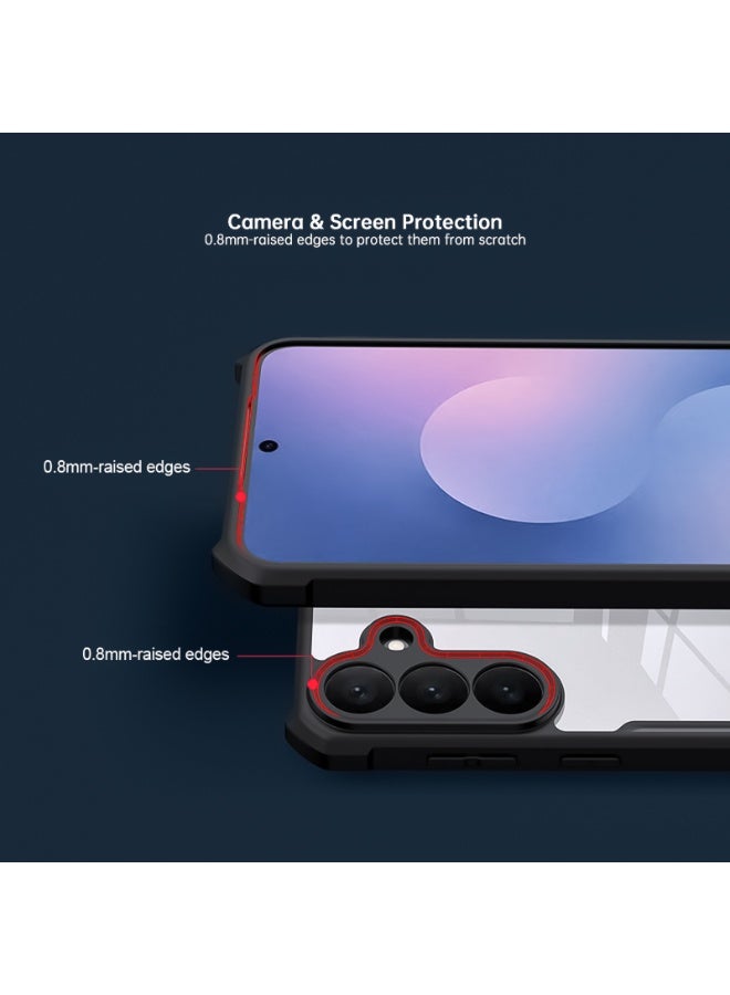 إكسوند غطاء حماية متوافق مع for Samsung Galaxy S26 FE، بتصميم حماية مرتفع للكاميرا، هيكل هجين من TPU وPC، غطاء خلفي أسود شفاف نحيف ومضاد للاصفرار - Image 2
