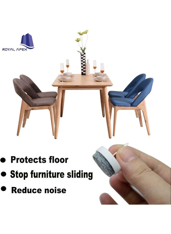 Royal Apex Round Heavy Duty Nail-On Anti-Sliding Felt Pad For Furniture Chair Table Leg Feet Floor Protectors (Pack Of 8) (White) - Image 5