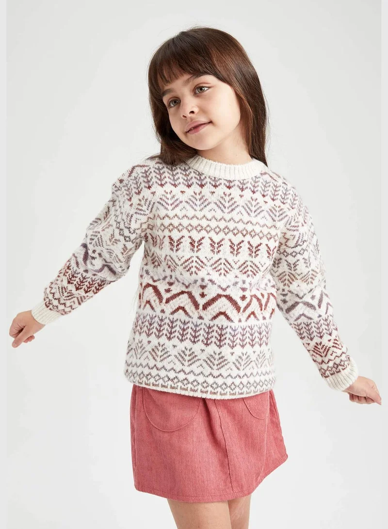 DeFacto Girl Regular Fit Crew Neck Long Sleeve Tricot Pullover