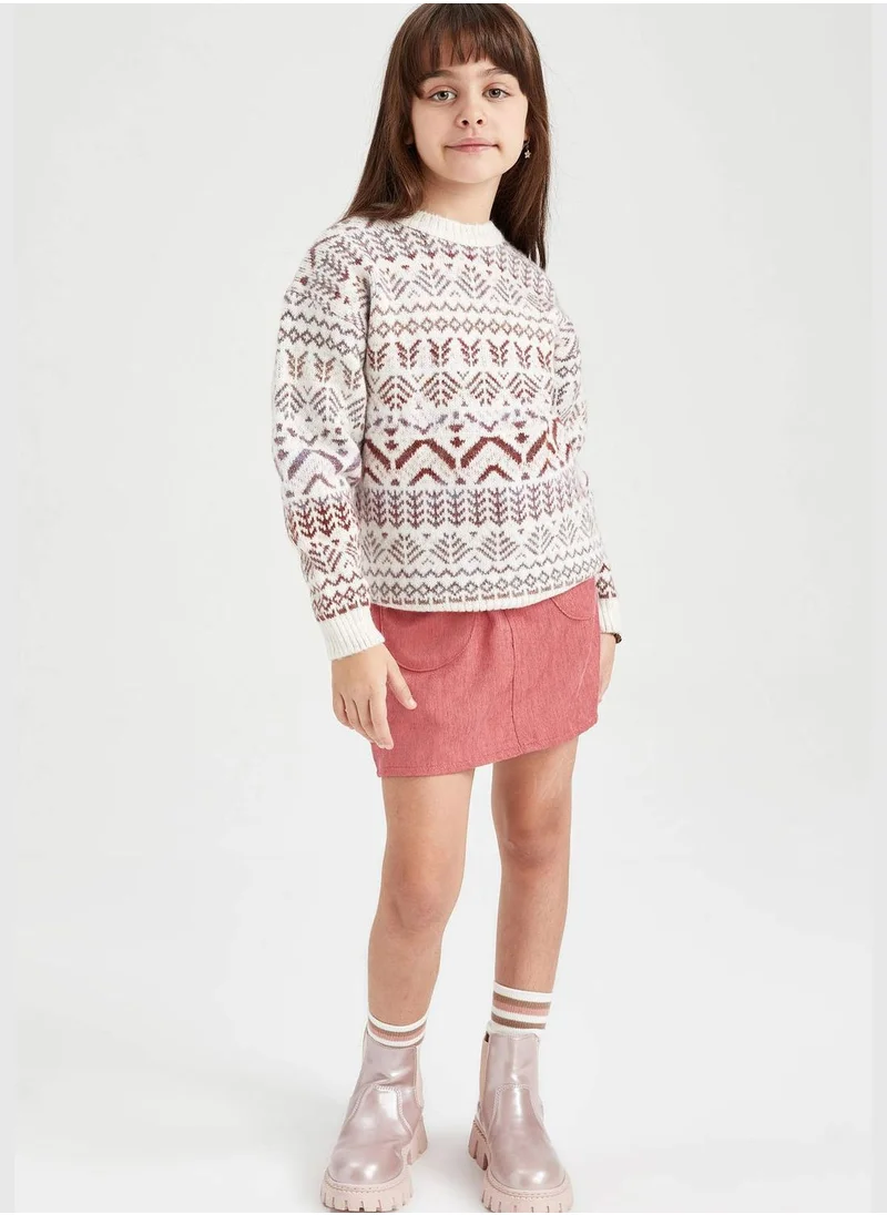 DeFacto Girl Regular Fit Crew Neck Long Sleeve Tricot Pullover