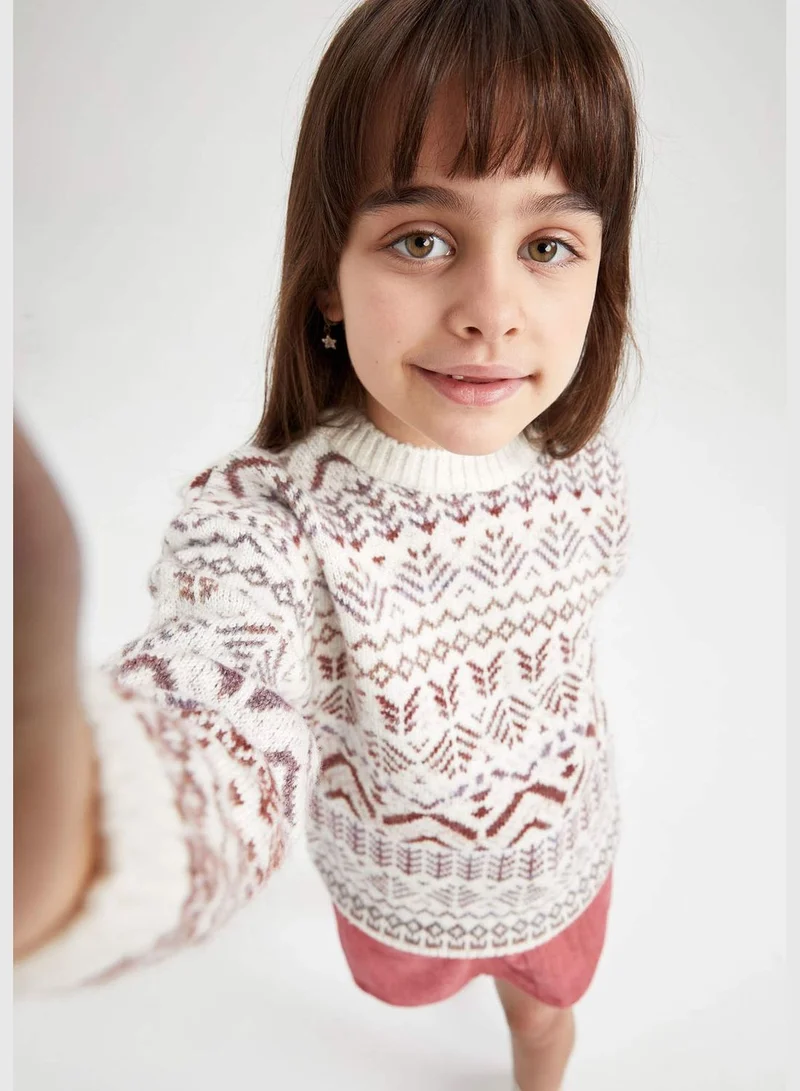 DeFacto Girl Regular Fit Crew Neck Long Sleeve Tricot Pullover