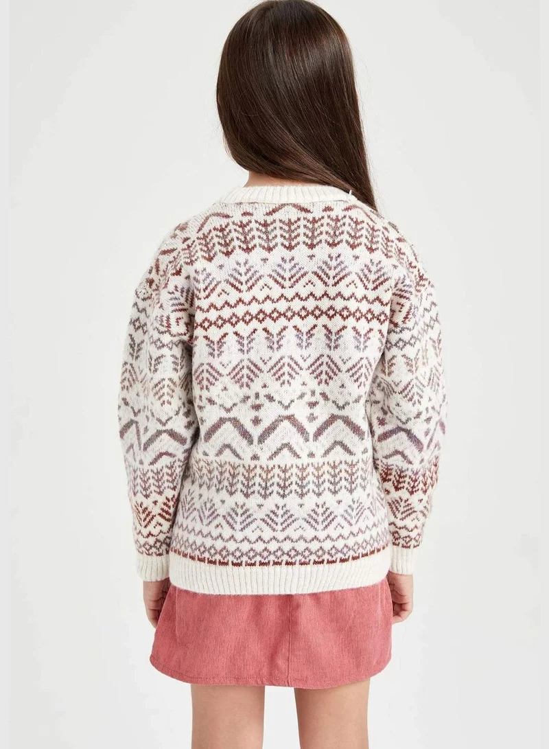 DeFacto Girl Regular Fit Crew Neck Long Sleeve Tricot Pullover