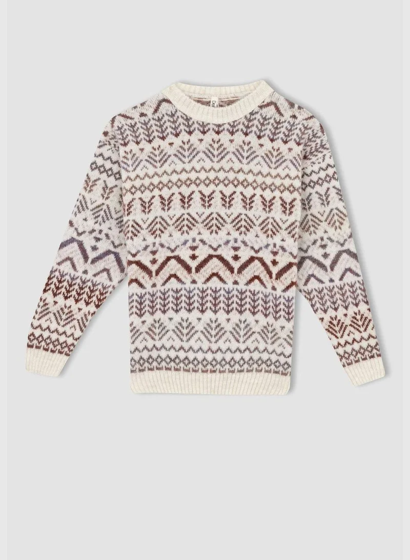 DeFacto Girl Regular Fit Crew Neck Long Sleeve Tricot Pullover