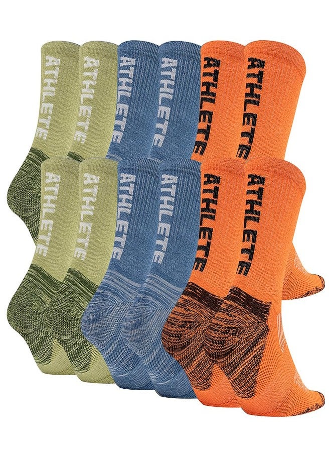 JOYNÉE 6 Pairs Mens Crew Cushion Socks Work Athletic Running Socks Casual Breathable Socks for Men,Sock Size:10-13 - Image 1