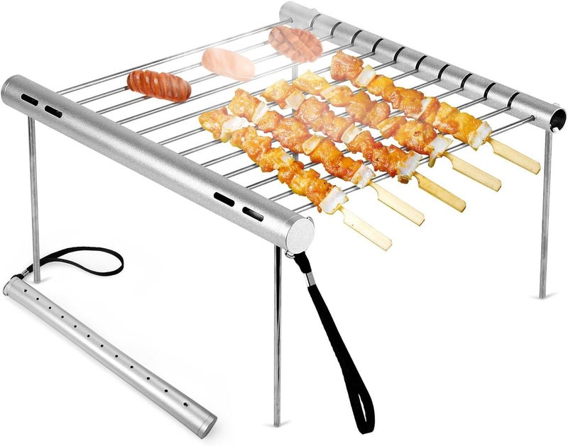 Arcanine Portable Compact Mini BBQ grill Folding Charcoal Barbeque Mesh for camping picnicsBackpacking Survival Grill 12 x 1075 - Image 1