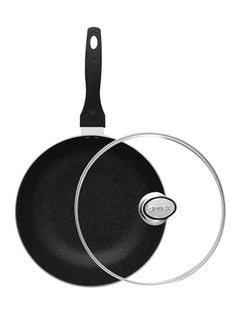 SONEX Sonex Non Stick Classic Wok Black Granite with Glass Lid & Ergonomic Bakelite Handle, Dia 30 cm & Cap 5 Ltr – Perfect for Stir-Fries, Curries, and Asian Cuisine, PFOA Free, Durable & Easy to Clean  - Image 2