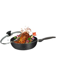 SONEX Sonex Non Stick Classic Wok Black Granite with Glass Lid & Ergonomic Bakelite Handle, Dia 30 cm & Cap 5 Ltr – Perfect for Stir-Fries, Curries, and Asian Cuisine, PFOA Free, Durable & Easy to Clean  - Image 3