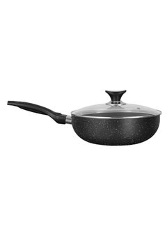 SONEX Sonex Non Stick Classic Wok Black Granite with Glass Lid & Ergonomic Bakelite Handle, Dia 30 cm & Cap 5 Ltr – Perfect for Stir-Fries, Curries, and Asian Cuisine, PFOA Free, Durable & Easy to Clean  - Image 1