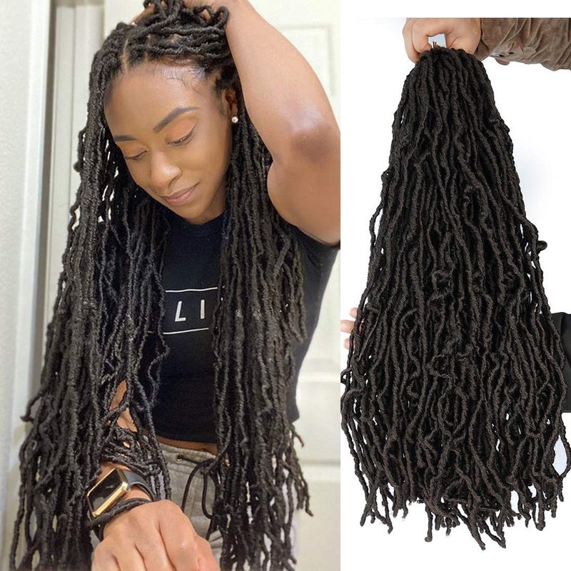 6 Packs New Faux Locs Crochet Hair Most Natural New Soft Locs Crochet Hair New Goddess Locs Crochet Hair for Black Women 24 Inch Pack of 6 4