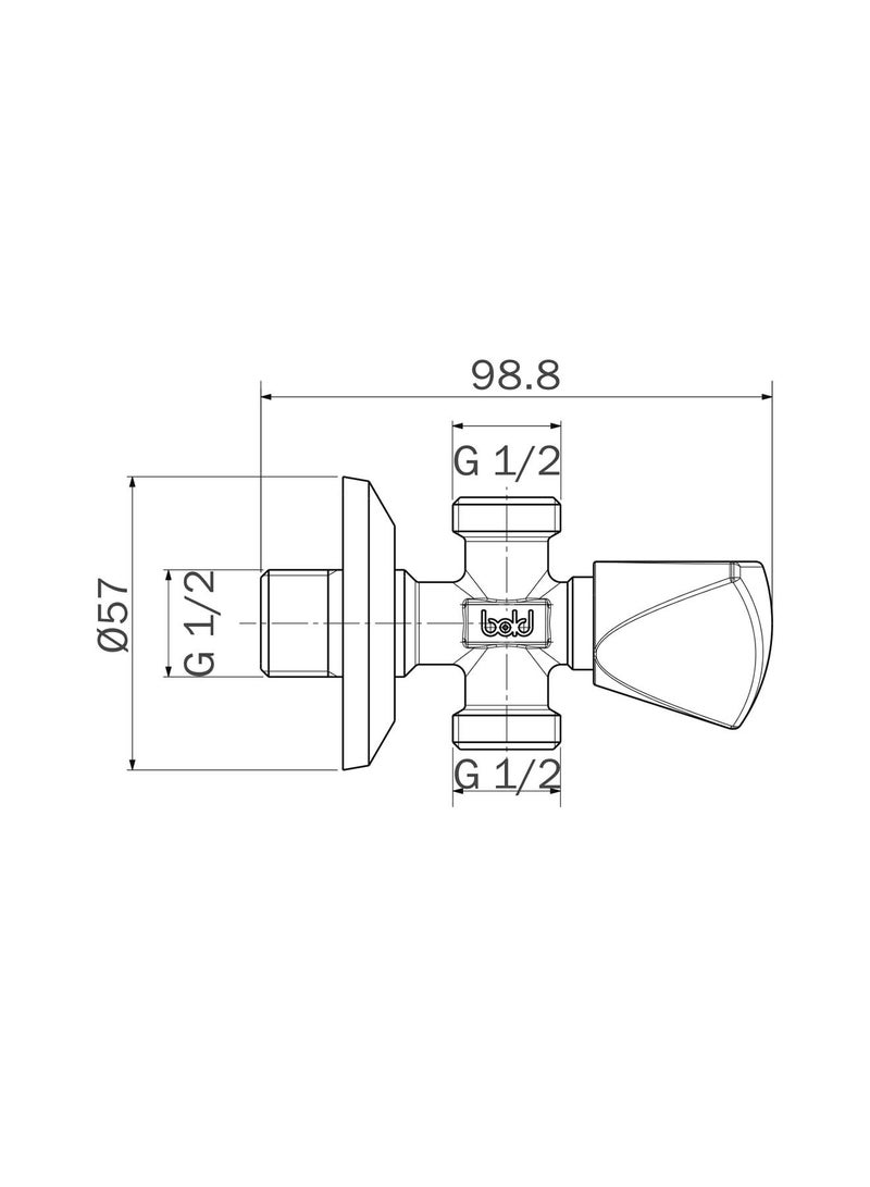 Bold Twin Outlet Angle Valve with Triangle Handle – Premium Brass Construction, Mirror Chrome Finish, High Pressure 1/2x1/2 Inch, Durable Ceramic Plates for Bathroom & Kitchen Fixtures - Image 3