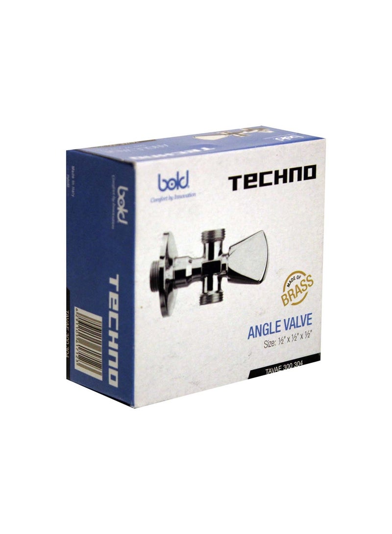 Bold Twin Outlet Angle Valve with Triangle Handle – Premium Brass Construction, Mirror Chrome Finish, High Pressure 1/2x1/2 Inch, Durable Ceramic Plates for Bathroom & Kitchen Fixtures - Image 2