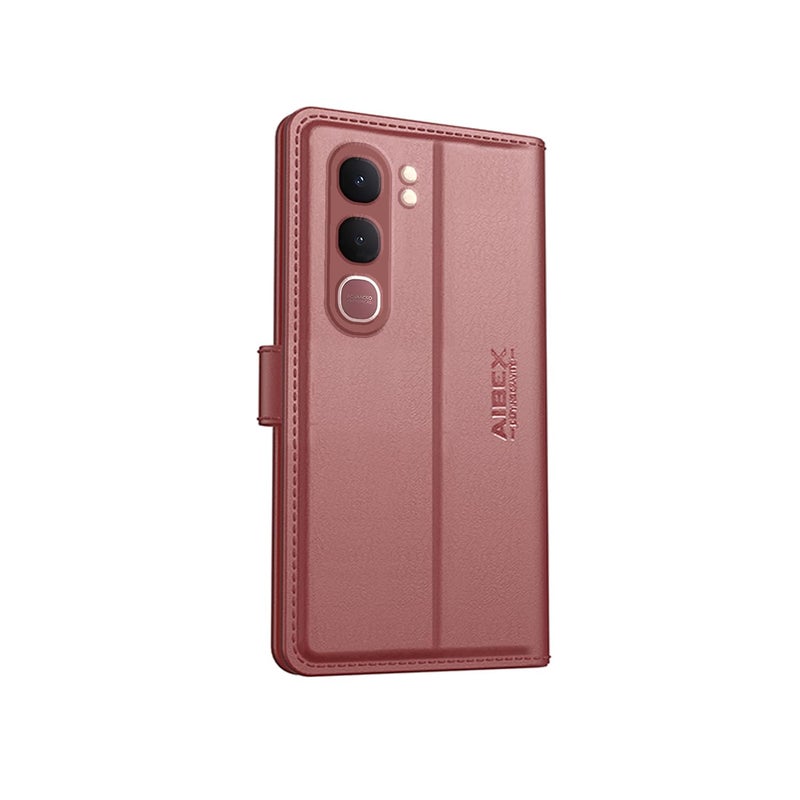 AIBEX ® Compatible for Vivo Y31 5G Flip Cover Leather Finish | Inside TPU with Card Pockets | Wallet Stand | Complete Protection Flip Case Brown - Image 2