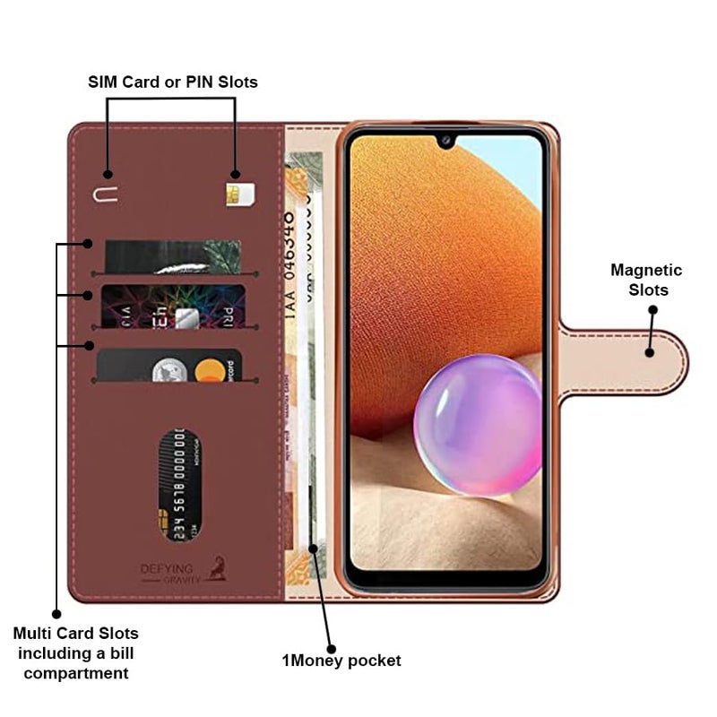 AIBEX ® Compatible for Vivo Y31 5G Flip Cover Leather Finish | Inside TPU with Card Pockets | Wallet Stand | Complete Protection Flip Case Brown - Image 3