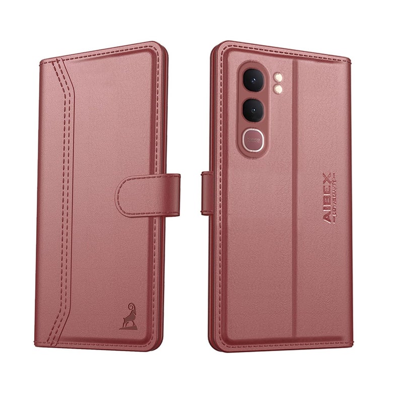 AIBEX ® Compatible for Vivo Y31 5G Flip Cover Leather Finish | Inside TPU with Card Pockets | Wallet Stand | Complete Protection Flip Case Brown - Image 1