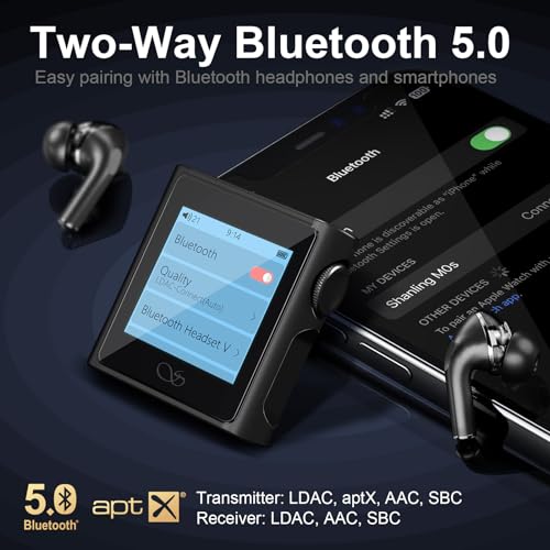 SHANLING M0s MP3 Player with Bluetooth 5.0 Hi-Fi Lossless Sound Music Player Portable Digital Audio Player 1.54” HD Touch Lasts 10 Hours 3.5mm/Type-C Jack(Without SD Card) - Image 4