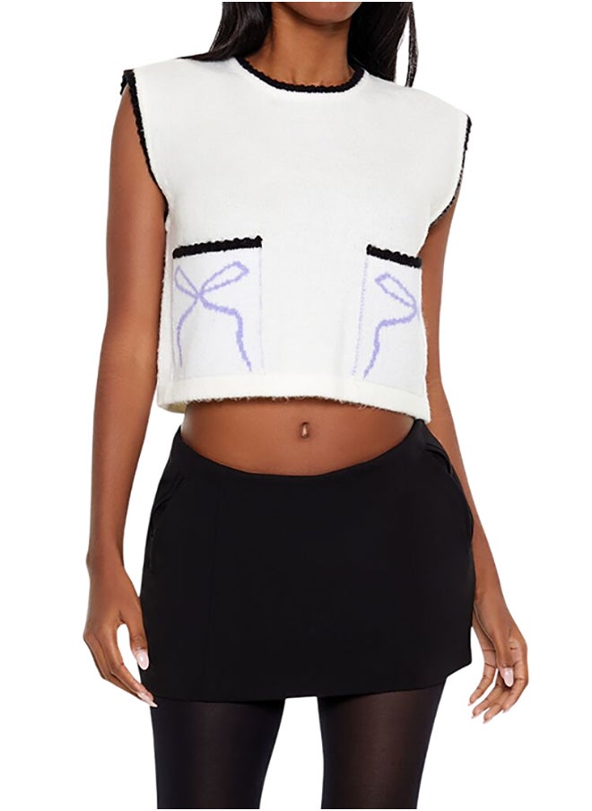 FOREVER 21 Cropped Bow Sweater Vest  - Image 1