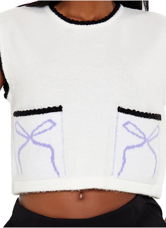 FOREVER 21 Cropped Bow Sweater Vest  - Image 5