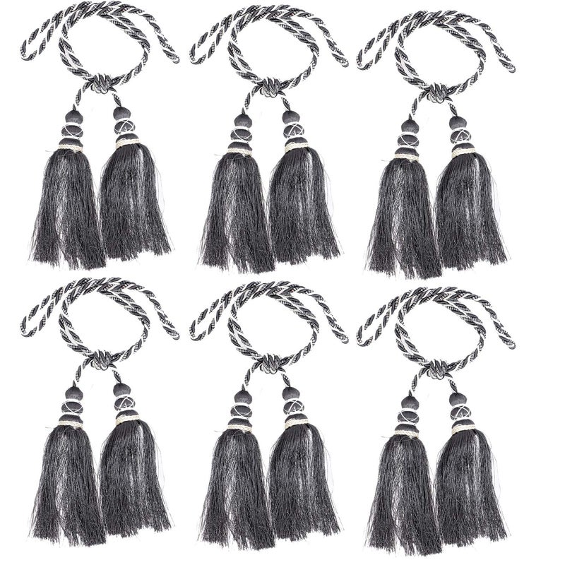 Kuber Industries Kuber Industries Polyester 6 Pieces Curtain Tie Back Tassel Set Grey CTKTC33480 - Image 1