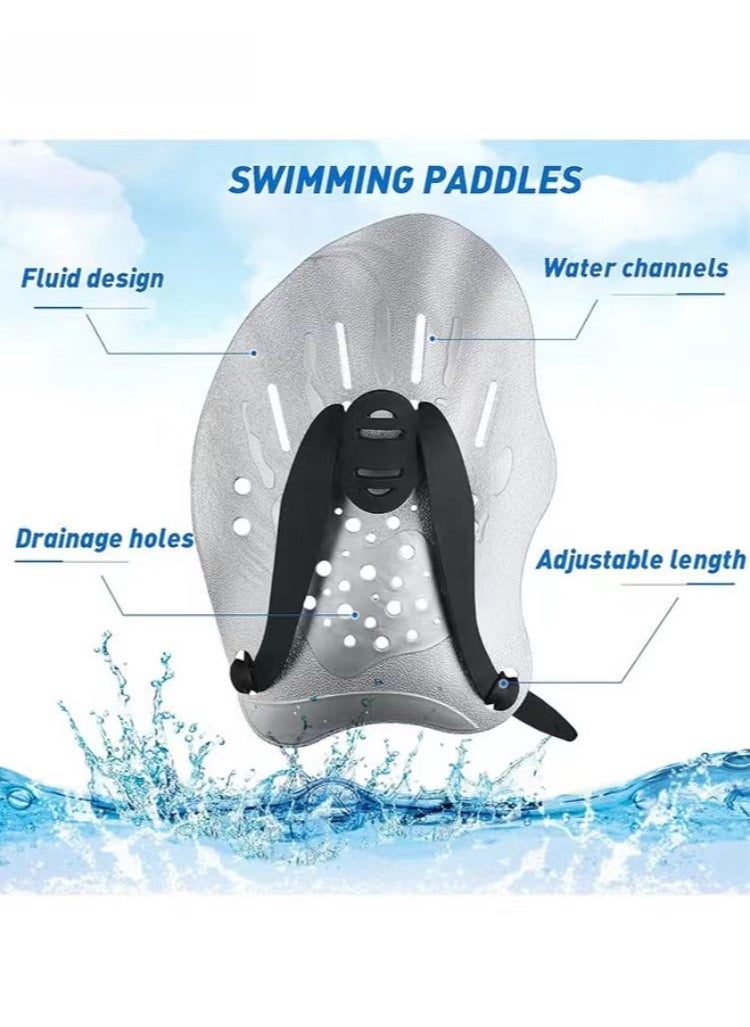 PYC Swimming Paddles for Hands, Swimming Training Hand Paddles with Adjustable Straps, Swim Paddles for Adult Children Unisex Professional Swimming Accessories - 1 Pair  - Image 3