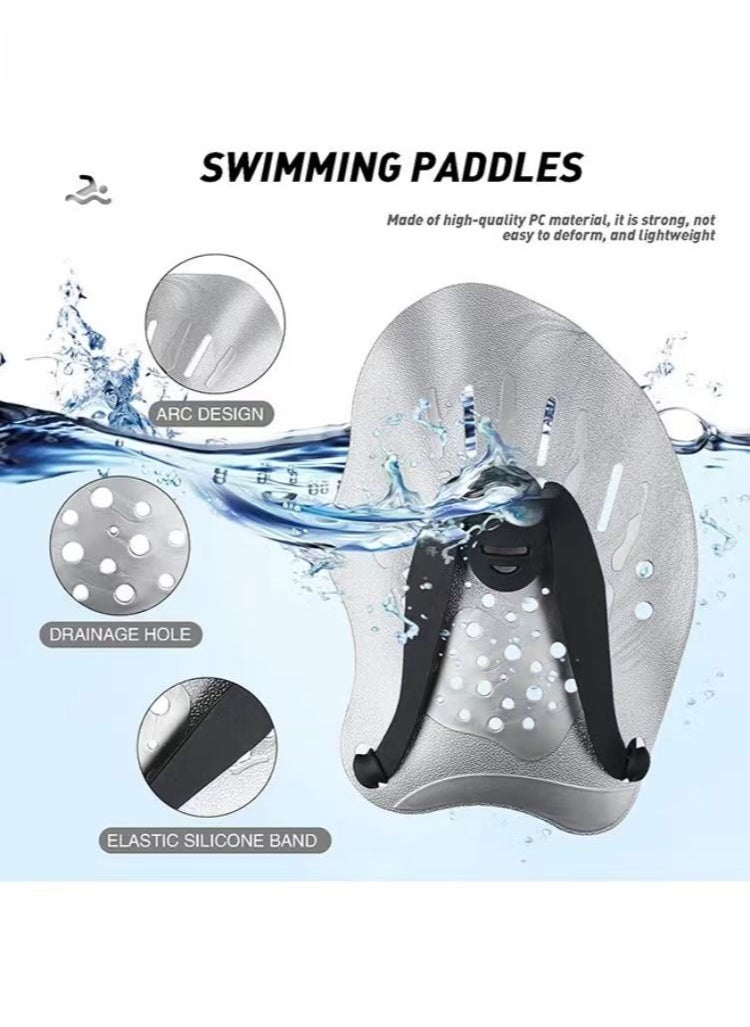 PYC Swimming Paddles for Hands, Swimming Training Hand Paddles with Adjustable Straps, Swim Paddles for Adult Children Unisex Professional Swimming Accessories - 1 Pair  - Image 4