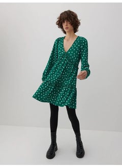Escbutik Women's Polka Dot V-Neck Layered Skirt Detail Dress  - Image 3