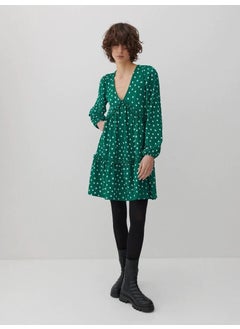Escbutik Women's Polka Dot V-Neck Layered Skirt Detail Dress  - Image 1