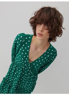 Escbutik Women's Polka Dot V-Neck Layered Skirt Detail Dress  - Image 4
