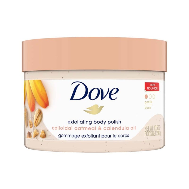 Dove مقشر الجسم دوف لتقشير البشرة الناعمة بزيت الشوفان وزيت الكالندولا 10.5 أونصة - Image 1