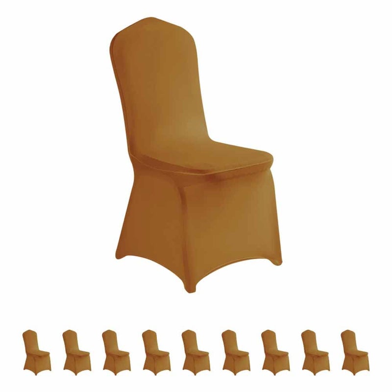 LZY 10pcs Spandex Chair Cover Stretch Slipcovers for Wedding Party Dining Banquet Chair Decoration Covers Gold 10