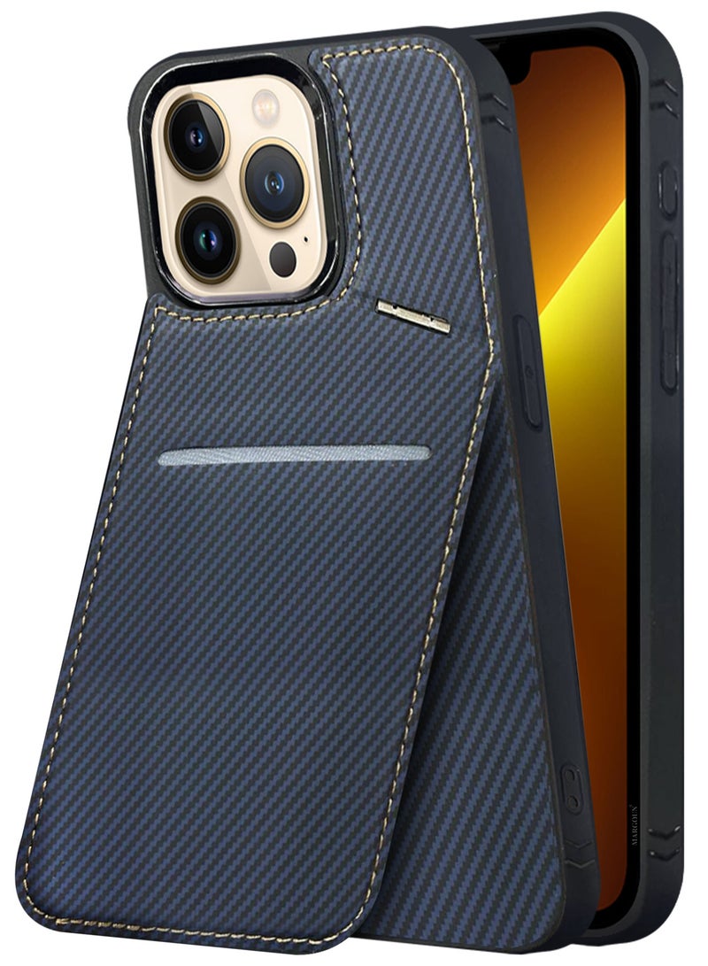 CATANES iPhone 13 Pro Max 3Pack Case Leather Cover Card Holder and Kickstand with 2 Screen Protector Tempered Glassfor Men Women Phone Case with Carbon Fiber Pattern  - Image 5