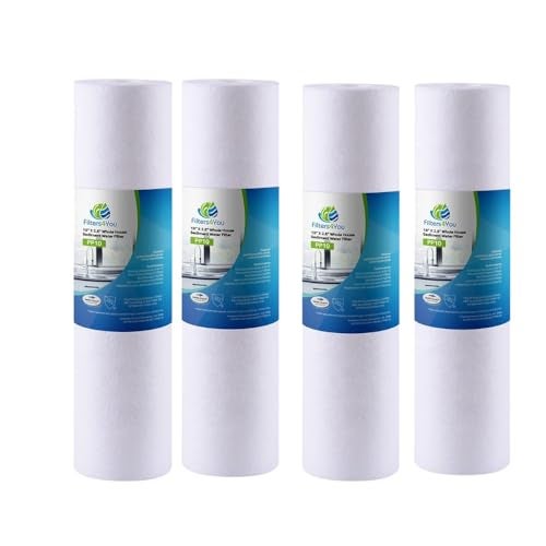 CFS 4 Pack Polypropylene Sediment Water Filter Cartridges Compatible with American Plumber W5P Models Remove Bad Taste Whole House Replacement Water Filter Cartridge 5 Micron