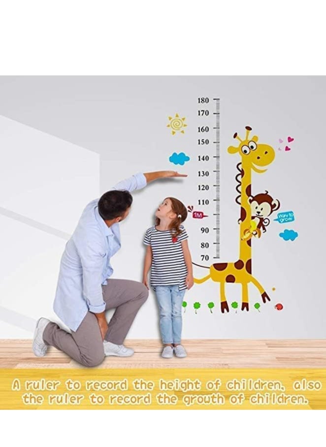ECVV مخطط نمو طول الأطفال، ملصقات طول الرسوم المتحركة، مخطط نمو الأطفال على شكل زرافة كرتونية، مخطط نمو الطول القابل للفصل، متعدد الألوان  - Image 4