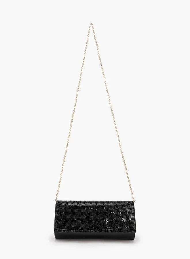 Paprika Embellished Clutch With Chain Strap