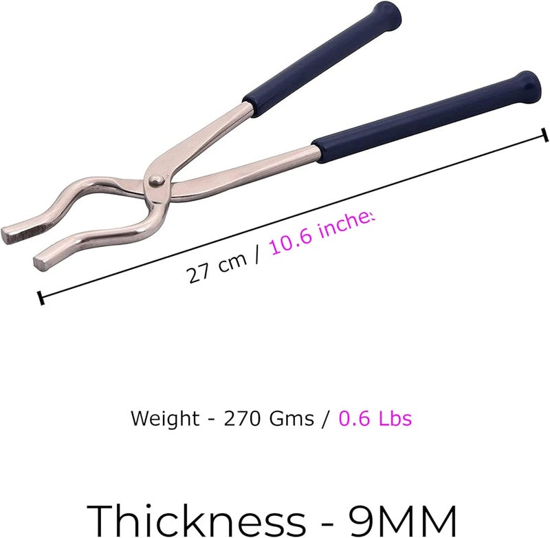 HAZEL Stainless Steel Tong for Holding Kitchen Utensils with Rubber Grip  Heavy Duty Pakkad Tong  Pakad for Home Matte Finish Silver - Image 2