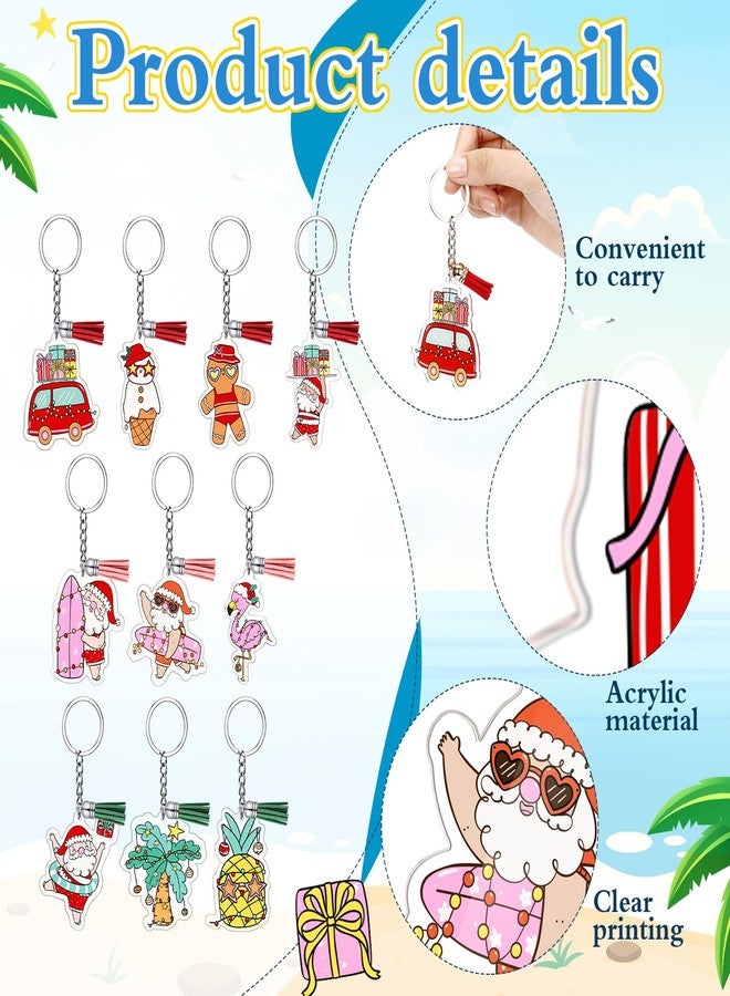 سوريو مجموعة هدايا حفلات عيد الميلاد من Sureio، 30 قطعة، سلاسل مفاتيح أكريليك، هدايا بالجملة، زينة حفلات عيد ميلاد سانتا الاستوائية بنمط هاواي، لوازم عيد الميلاد، زينة معلقة، هدايا للطلاب في كرنفالات المدارس - Image 3