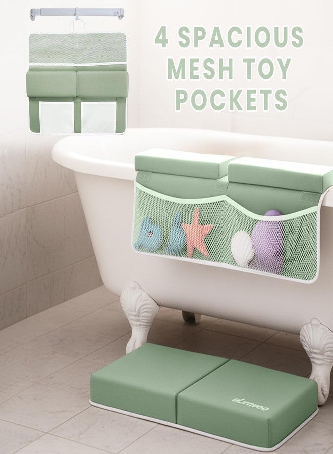 UBRAVOO Baby Bath Kneeler with Elbow Rest Pad, Non-Slip Foam Mat, Quick-Drying Cushion, Foldable Bathtub Support with Toy Storage Pockets for Parents (Green) - Image 5