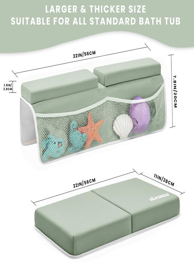 UBRAVOO Baby Bath Kneeler with Elbow Rest Pad, Non-Slip Foam Mat, Quick-Drying Cushion, Foldable Bathtub Support with Toy Storage Pockets for Parents (Green) - Image 2