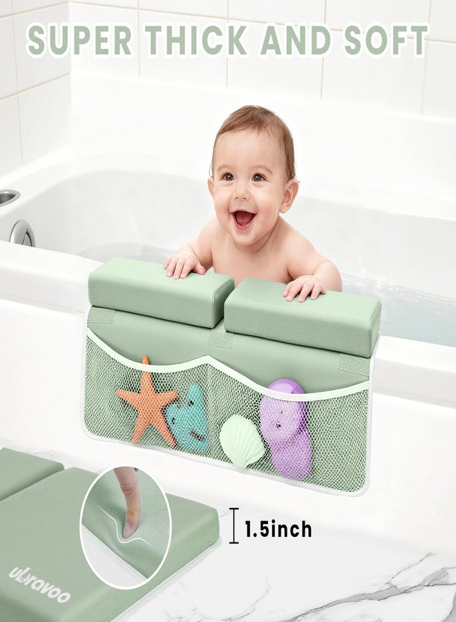 UBRAVOO Baby Bath Kneeler with Elbow Rest Pad, Non-Slip Foam Mat, Quick-Drying Cushion, Foldable Bathtub Support with Toy Storage Pockets for Parents (Green) - Image 3